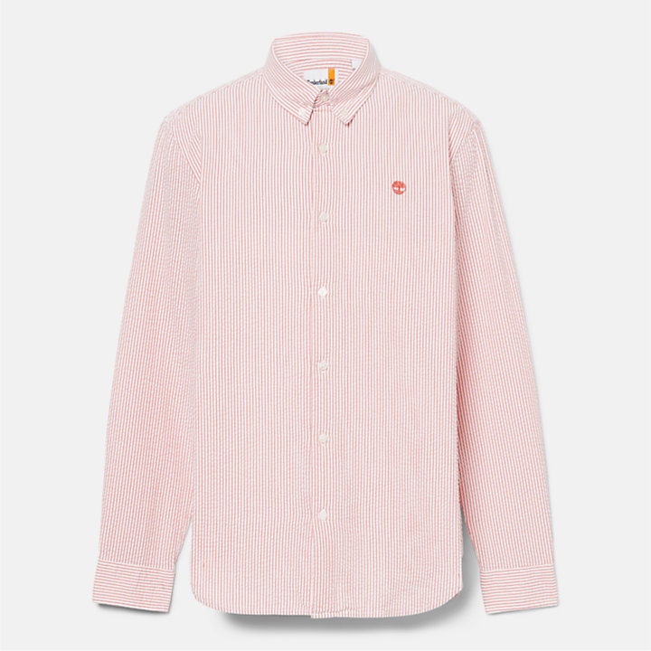 Gestreept Seersucker Overhemd voor heren in roze-