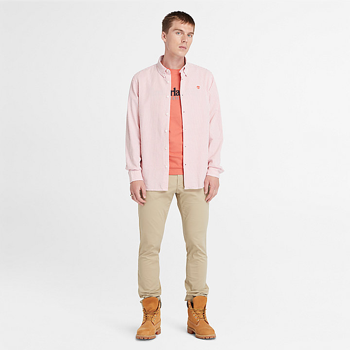 Camicia Seersucker a Righe da Uomo in rosa