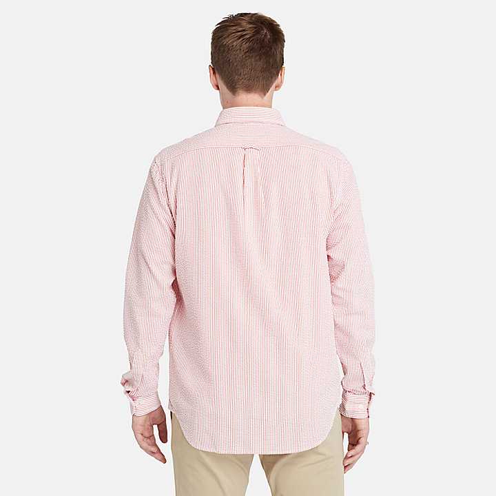 Camisa às Riscas Seersucker para Homem em cor-de-rosa
