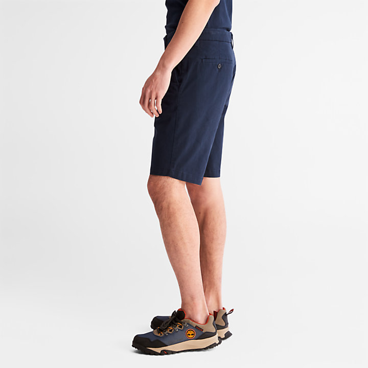 Stretch Twill Chino Shorts for Men in Navy-