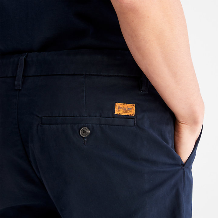 Stretch Twill Chino Shorts for Men in Navy-