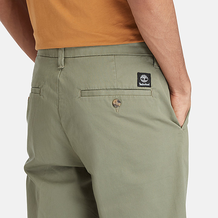 Stretch Twill Chino Shorts for Men in Light Green