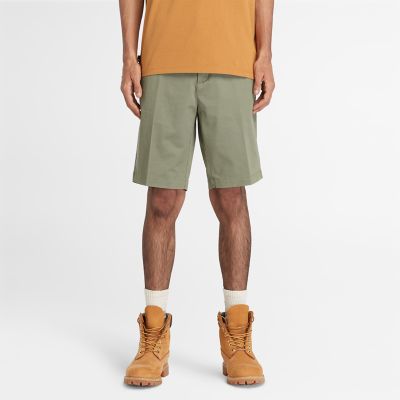 Stretch Twill Chino Shorts for Men in Light Green | Timberland