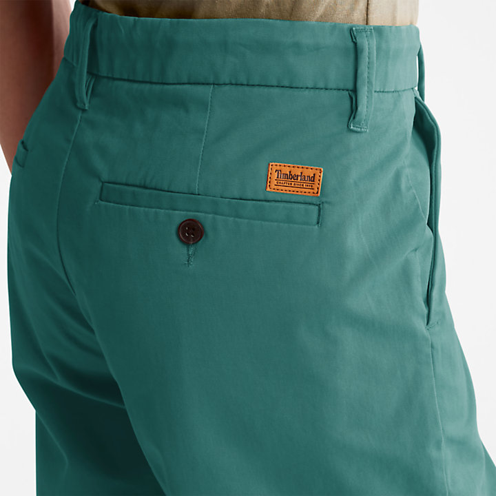 Stretch Twill Chino Shorts for Men in Teal-