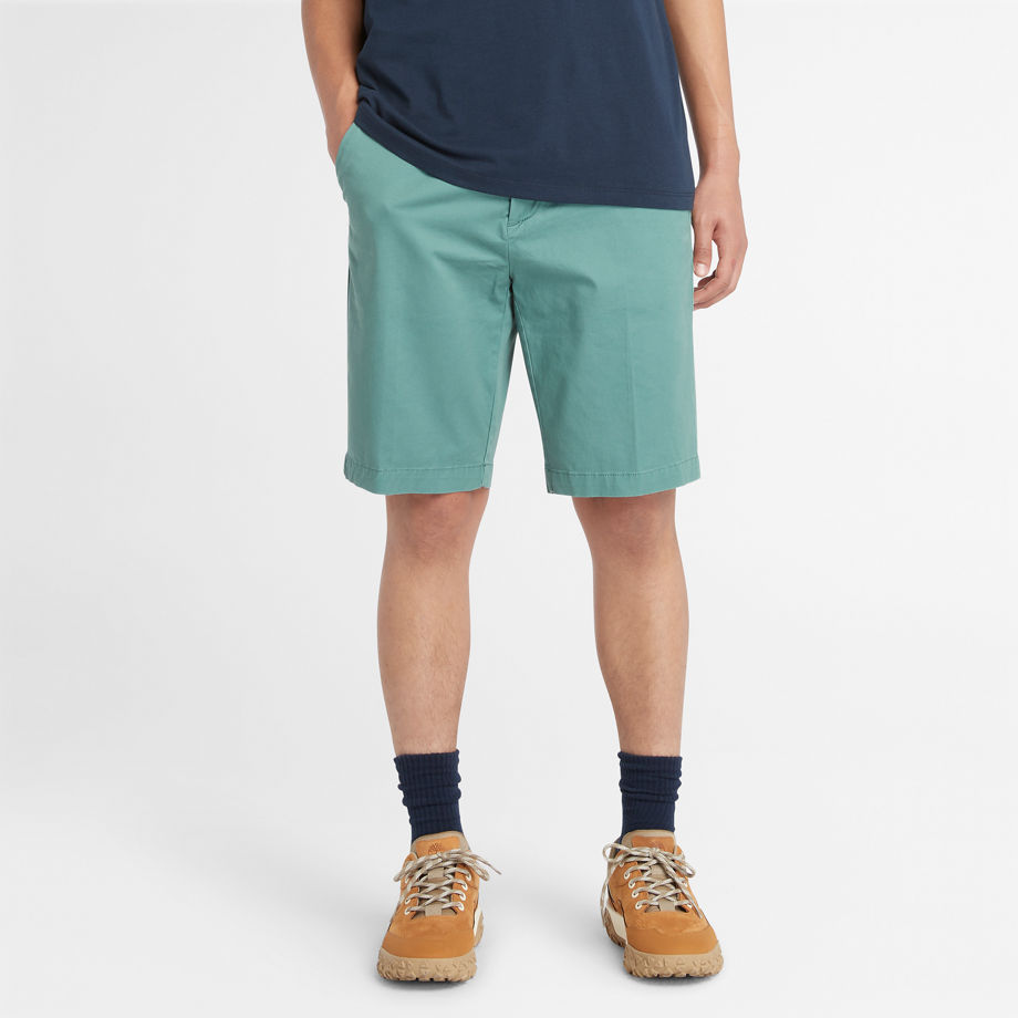 Timberland Stretch Twill Chino Shorts For Men In Teal Teal, Size 42