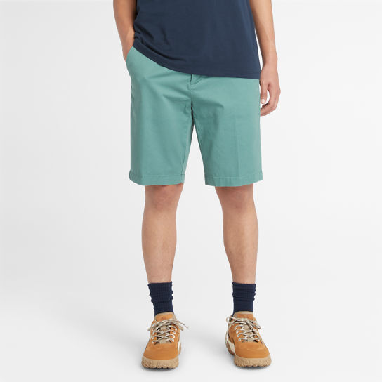 Pantalones cortos chinos de sarga elástica para hombre en azul verdoso | Timberland
