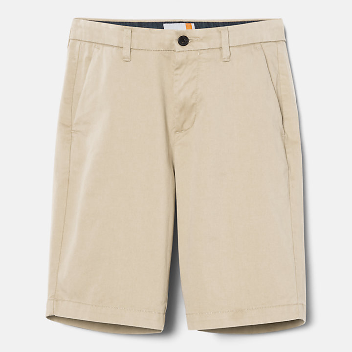 Stretch Twill Chino Shorts for Men in Beige-