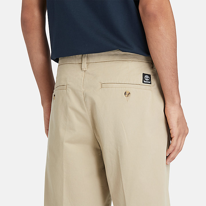 Stretch Twill Chino Shorts for Men in Beige