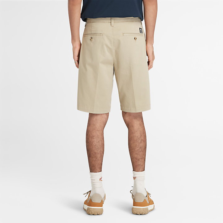 Stretch Twill Chino Shorts for Men in Beige-