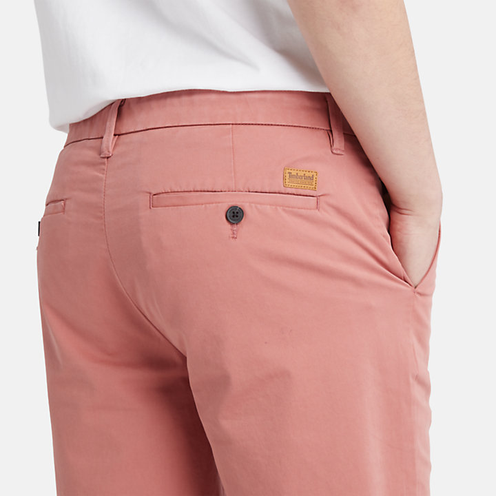 Squam Lake Stretch Chino Shorts for Men in Maroon-