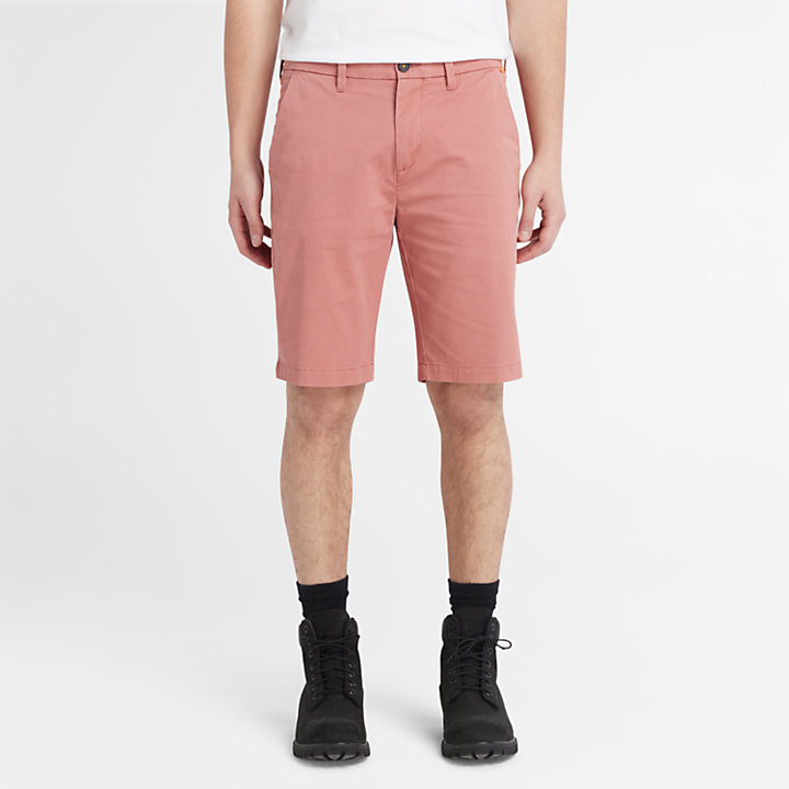 Squam Lake Stretch Chino Shorts for Men in Maroon-