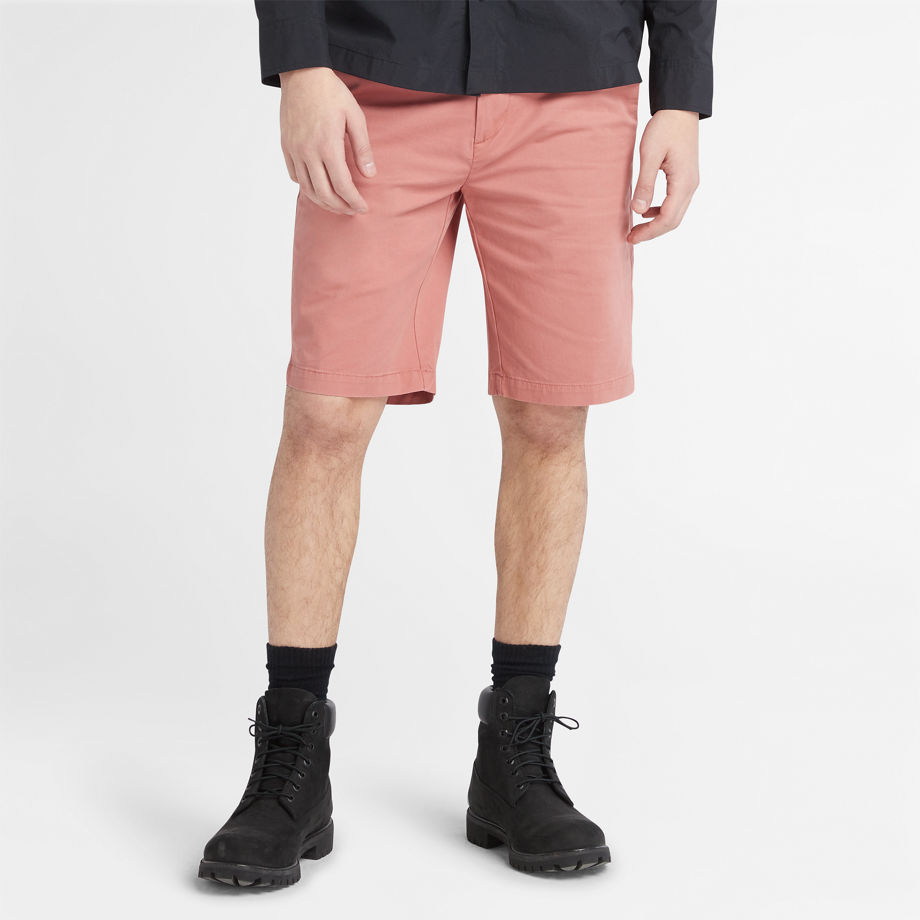 Timberland Squam Lake Stretch Chino Shorts For Men In Maroon Red