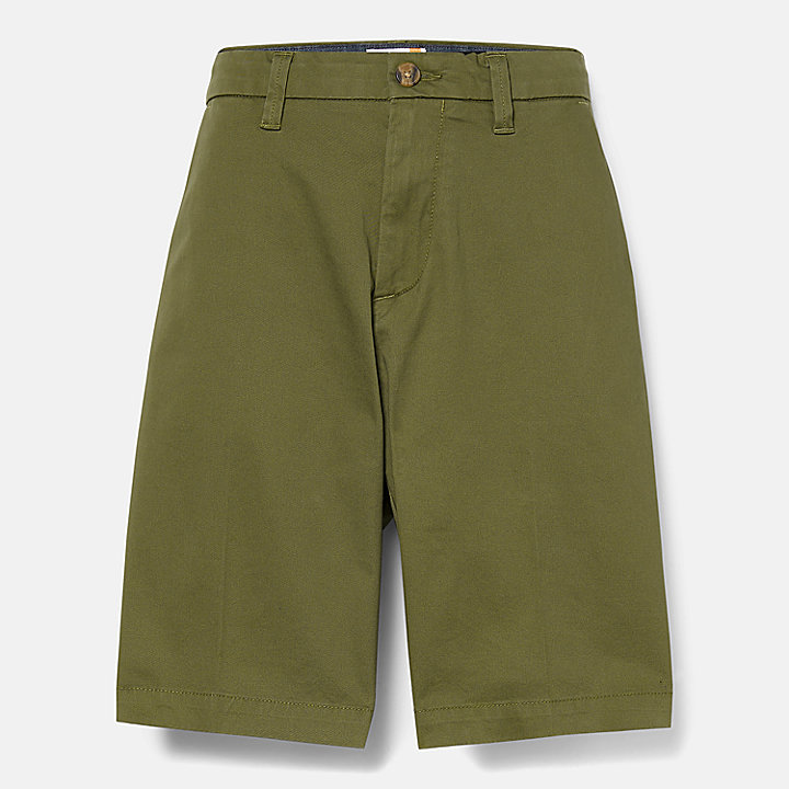 Stretch Twill Chino Shorts for Men in Green