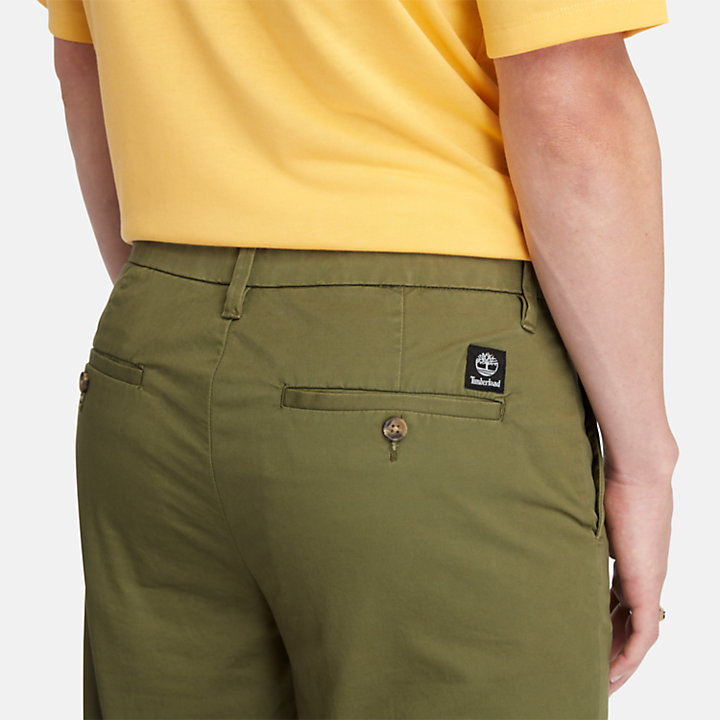 Stretch Twill Chino Shorts for Men in Green-