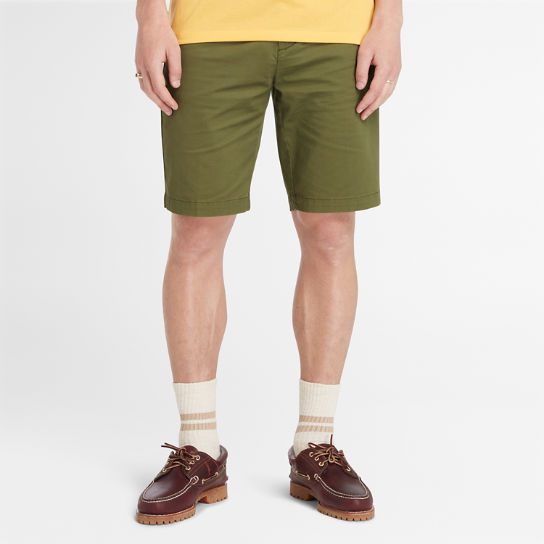 Stretch Twill Chino Shorts for Men in Green | Timberland