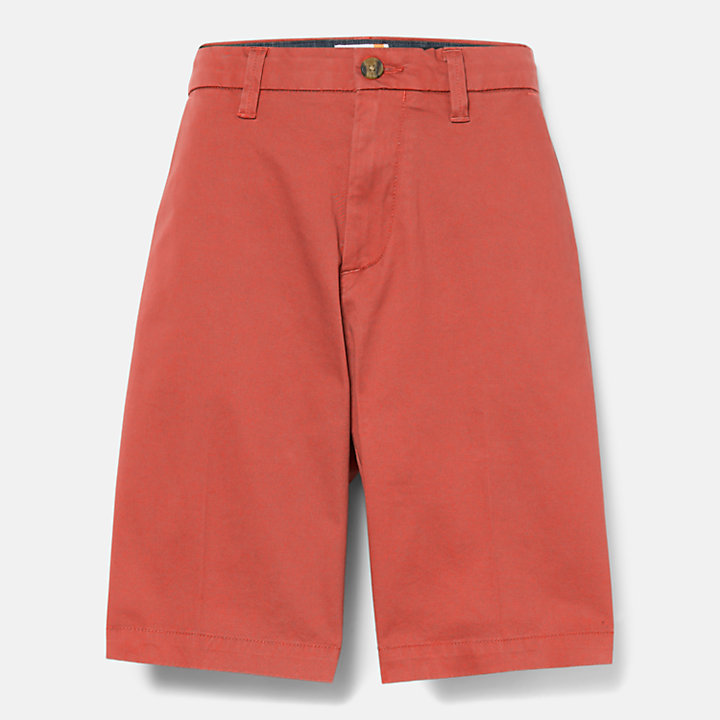 Pantalones cortos chinos de sarga elástica para hombre en rojo-