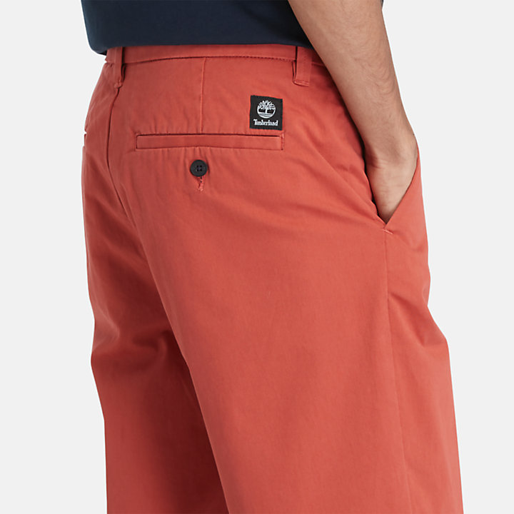 Stretch Twill Chino Shorts for Men in Red-