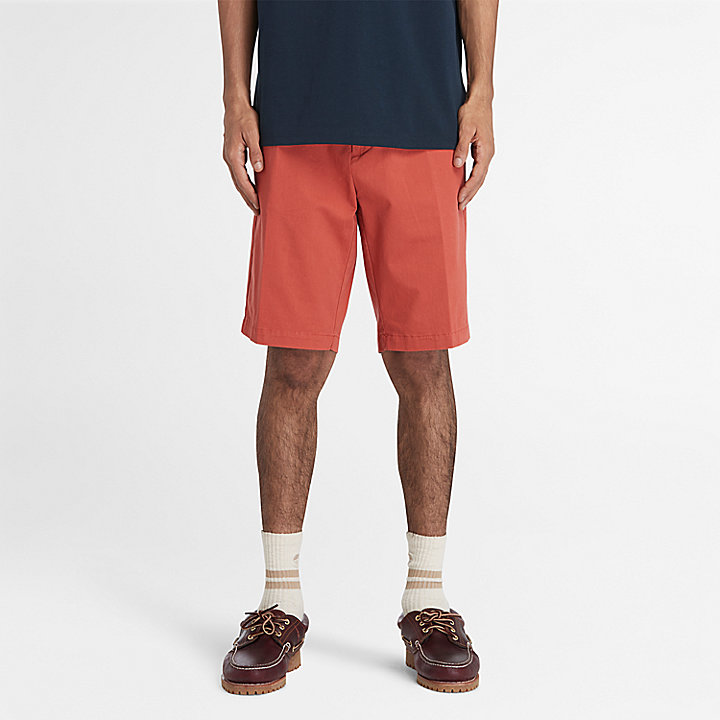 Stretch Twill Chino Shorts for Men in Red