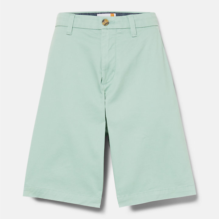 Pantalones cortos chinos de sarga elástica para hombre en verde claro-