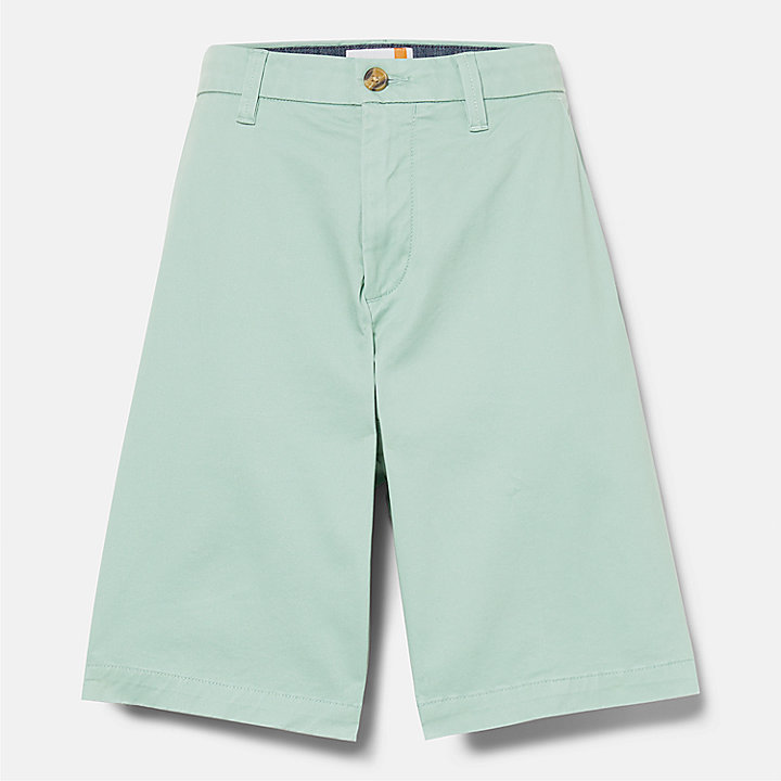 Pantalones cortos chinos de sarga elástica para hombre en verde claro