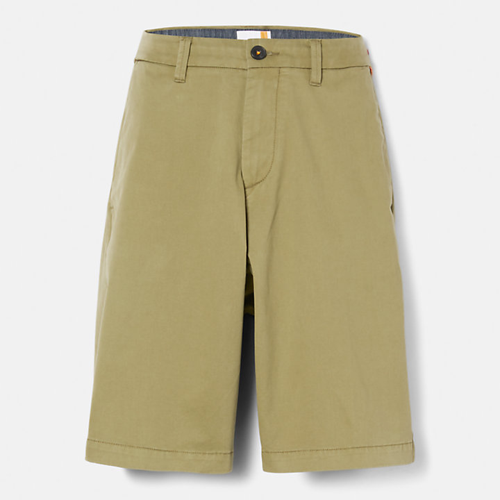 Squam Lake Stretch Chino Shorts for Men in Dark Green-