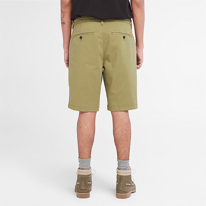 Squam Lake Stretch Chino Shorts for Men in Dark Green