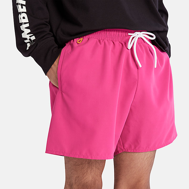 Sunapee Lake Solid Swim Shorts for Men in Pink