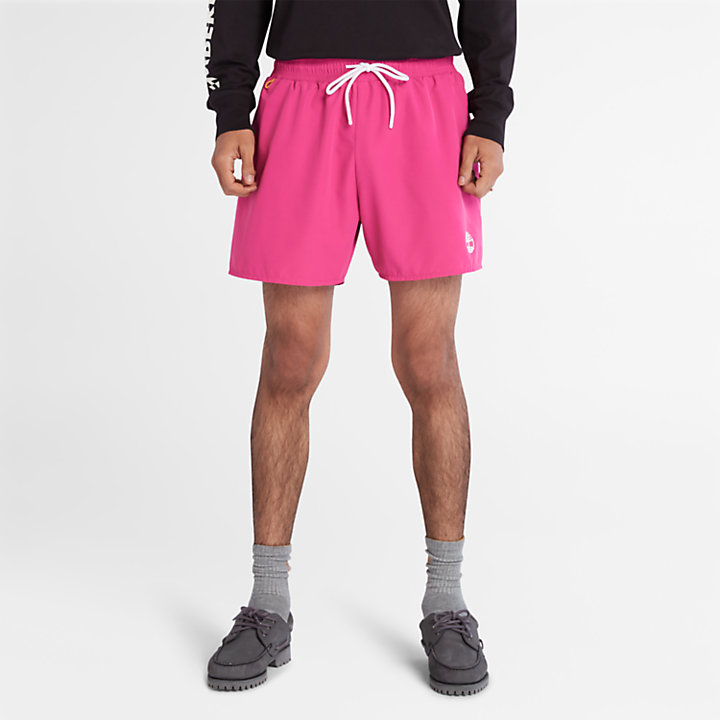 Sunapee Lake Solid Swim Shorts for Men in Pink-