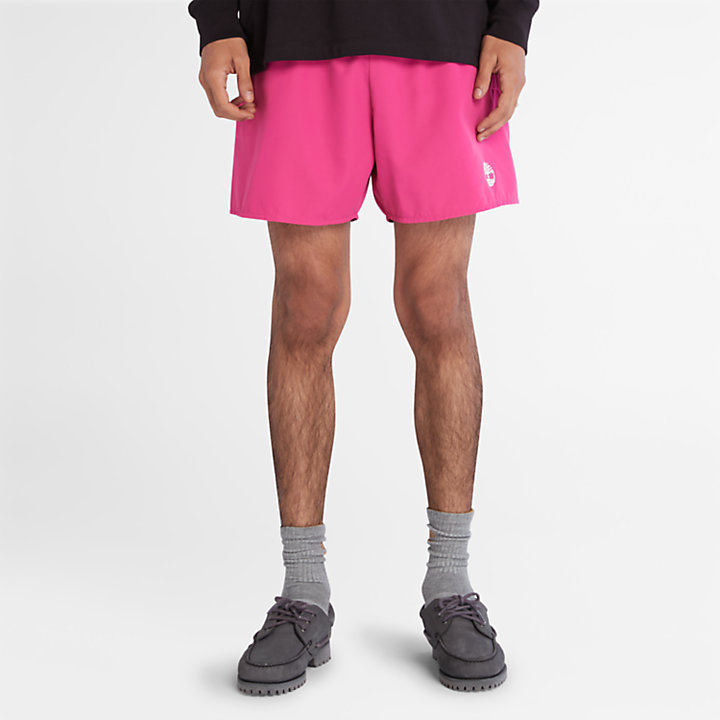 Sunapee Lake Solid Swim Shorts for Men in Pink-