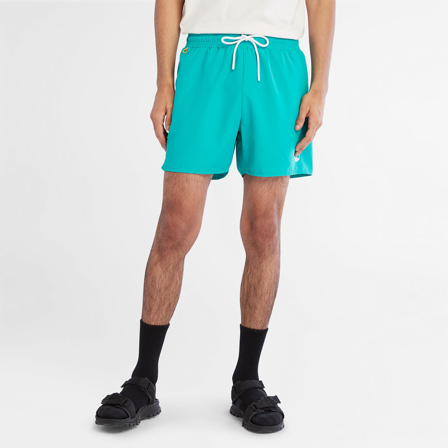 Timberland Sunapee Lake Solid Swim Shorts For Men In Teal Teal