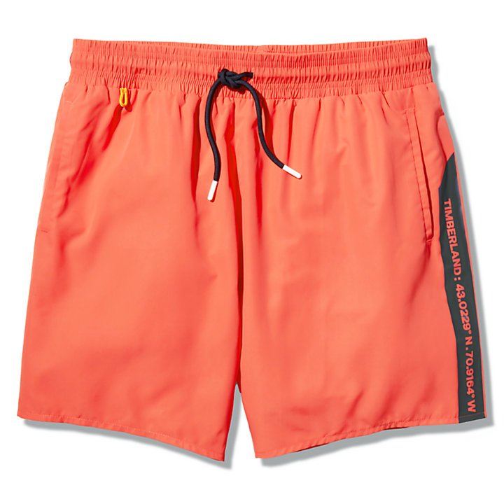 Sunapee Lake Logo Swim Shorts for Men in Coral-