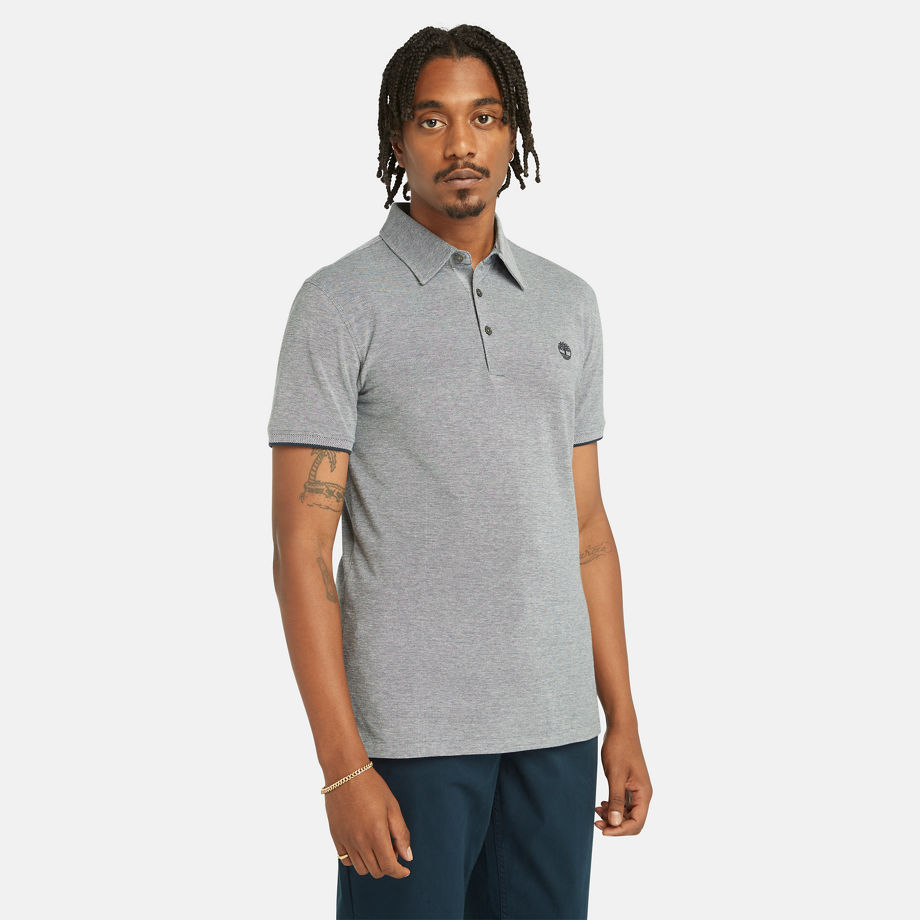 Timberland Baboosic Brook Oxford Polo For Men In Navy Grey, Size 3XL