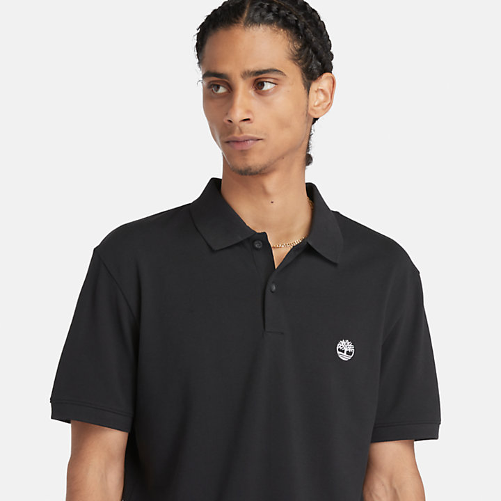 Merrymeeting River Stretch Polo Shirt for Men in Black-