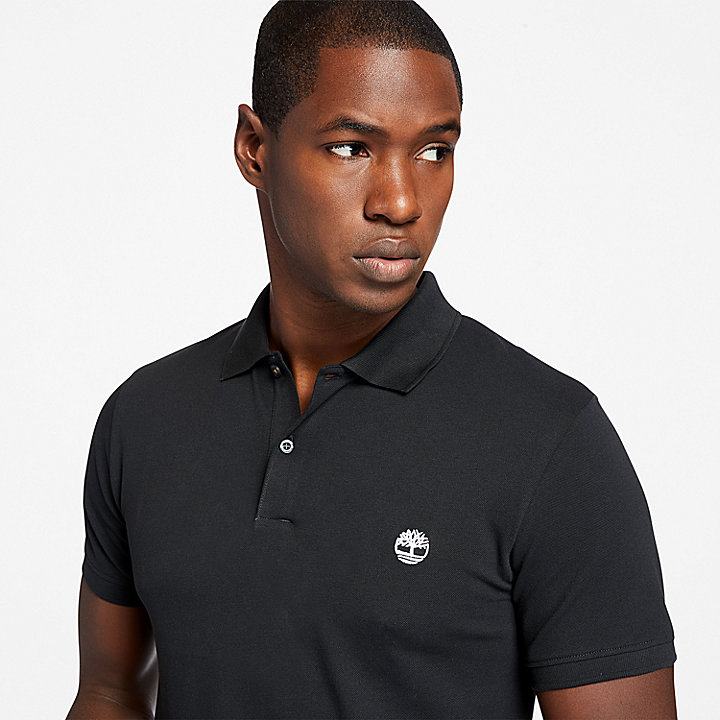 Merrymeeting River Stretch Polo Shirt for Men in Black