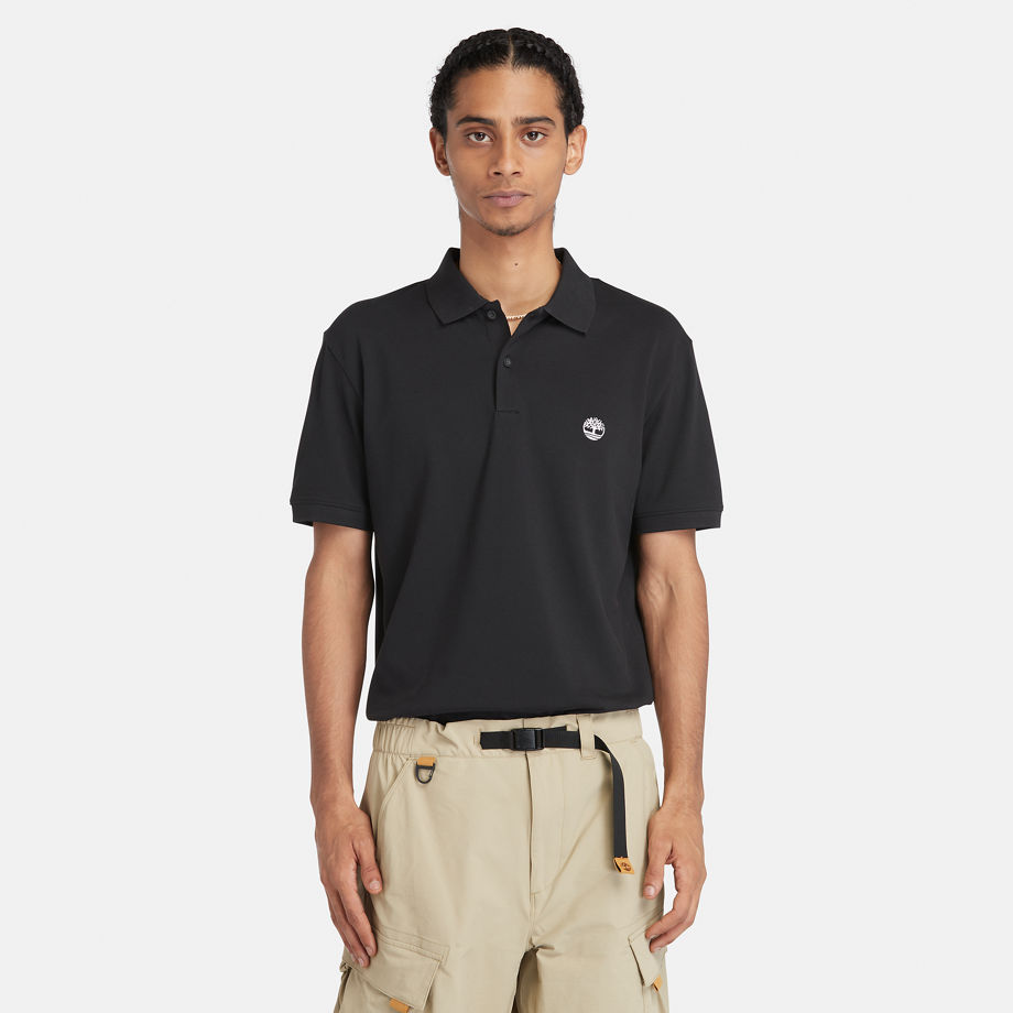 Timberland Merrymeeting River Stretch Polo Shirt For Men In Black Black, Size 3XL