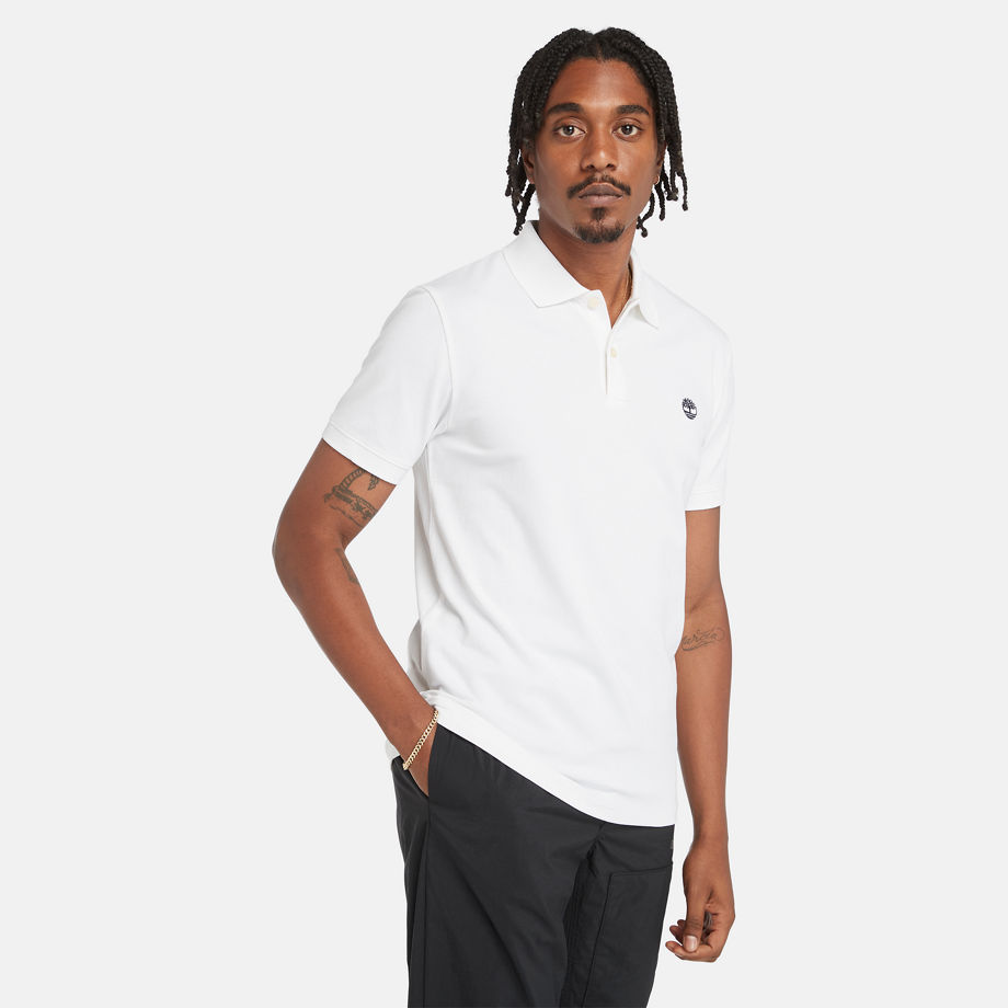 Timberland Merrymeeting River Stretch Polo Shirt For Men In White White, Size S