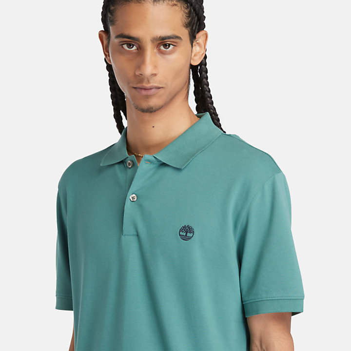 Merrymeeting River Stretch Polo Shirt for Men in Teal-