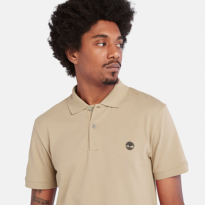 Merrymeeting River Stretch Polo Shirt for Men in Beige