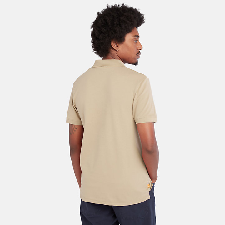 Merrymeeting River Stretch Polo Shirt for Men in Beige-