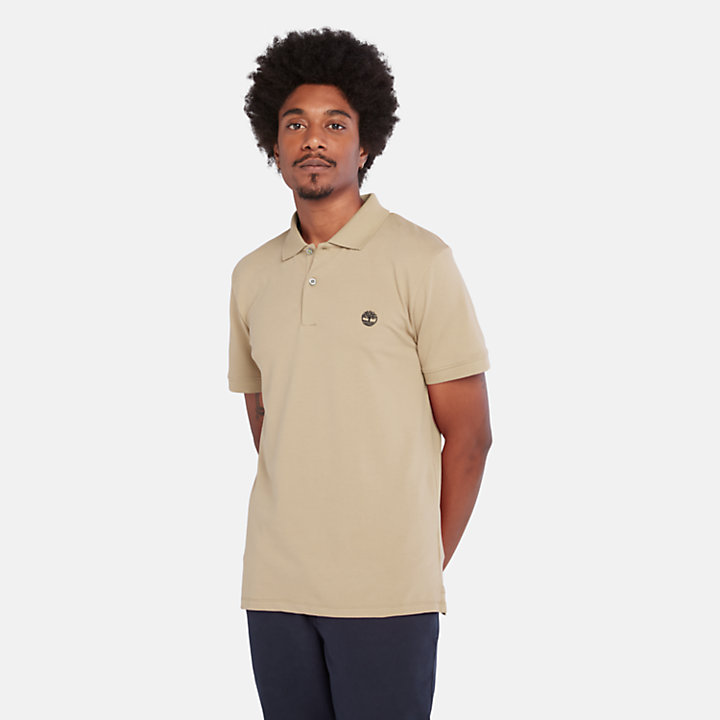 Merrymeeting River Stretch Polo Shirt for Men in Beige-