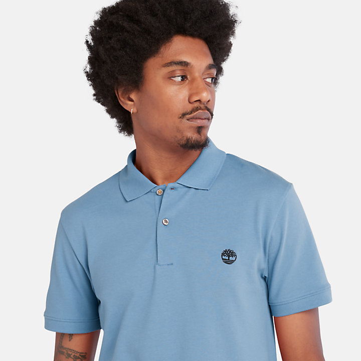 Merrymeeting River Stretch Polo Shirt for Men in Blue-