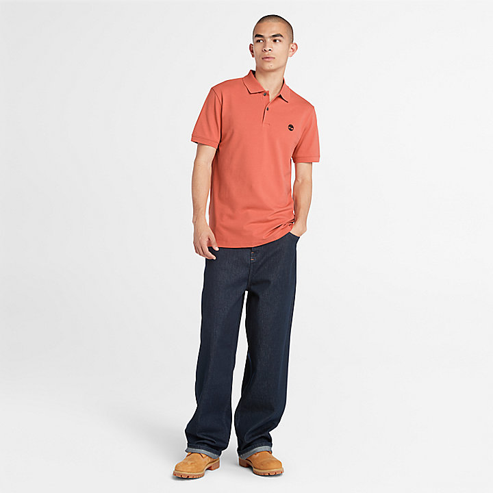 Merrymeeting River Stretch Polo Shirt for Men in Light Orange