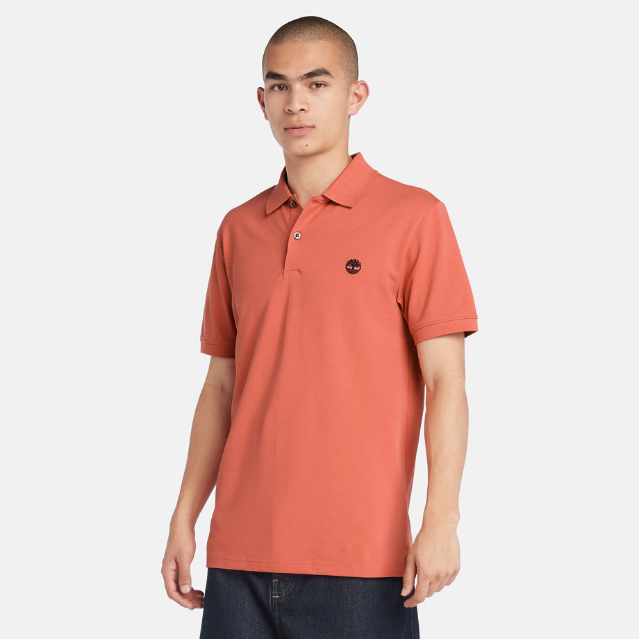 Timberland Merrymeeting River Stretch Polo Shirt For Men In Light Orange Orange, Size S
