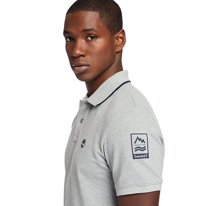 Mountain-to-Rivers Polo Shirt for Men in Grey-