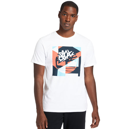 Coastal Cool Graphic Logo T-shirt voor heren in wit | Timberland