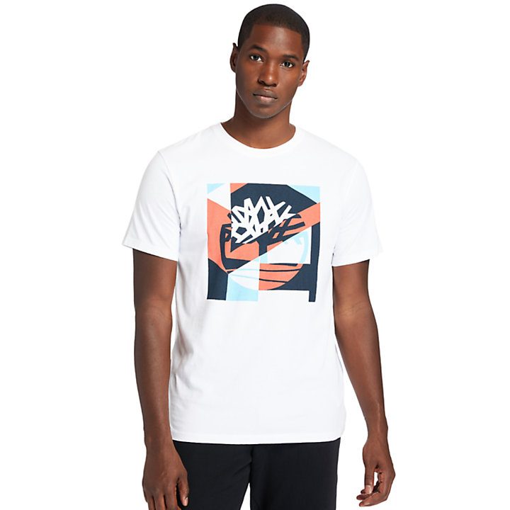 Coastal Cool Graphic Logo T-shirt for Men in White-