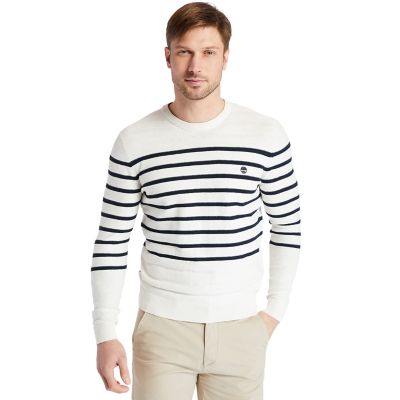 Striped Crewneck Sweater for Men in White | Timberland