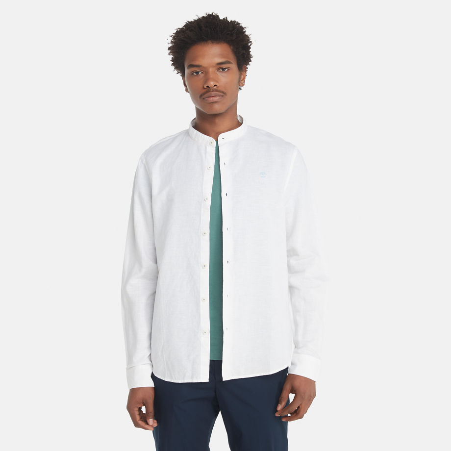 Timberland Lovell Korean Collar Shirt For Men In White White, Size M