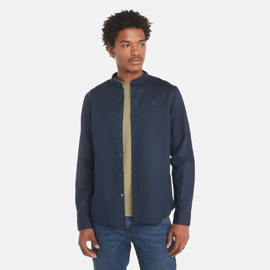 Camisa de Cuello Mao Lovell para Hombre en azul marino | Timberland