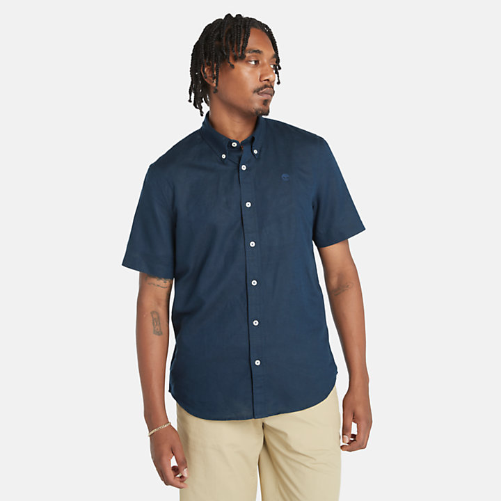 Camisa de Lino/Algodón Lovell para Hombre en azul marino-